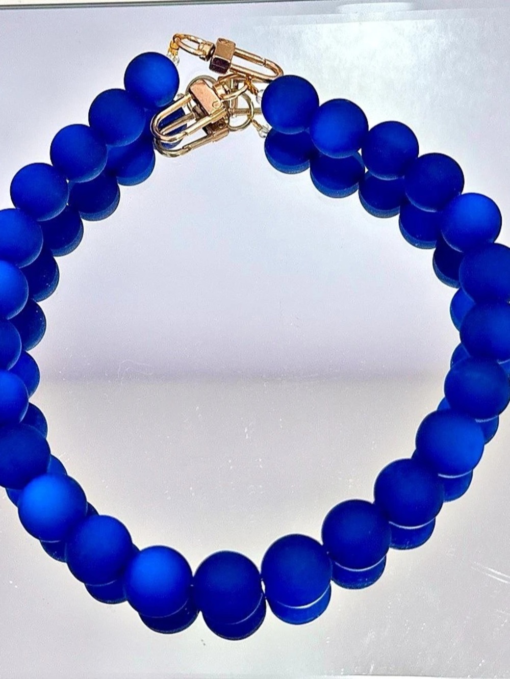 New Blue Beaded Bag Chain 18 inches
